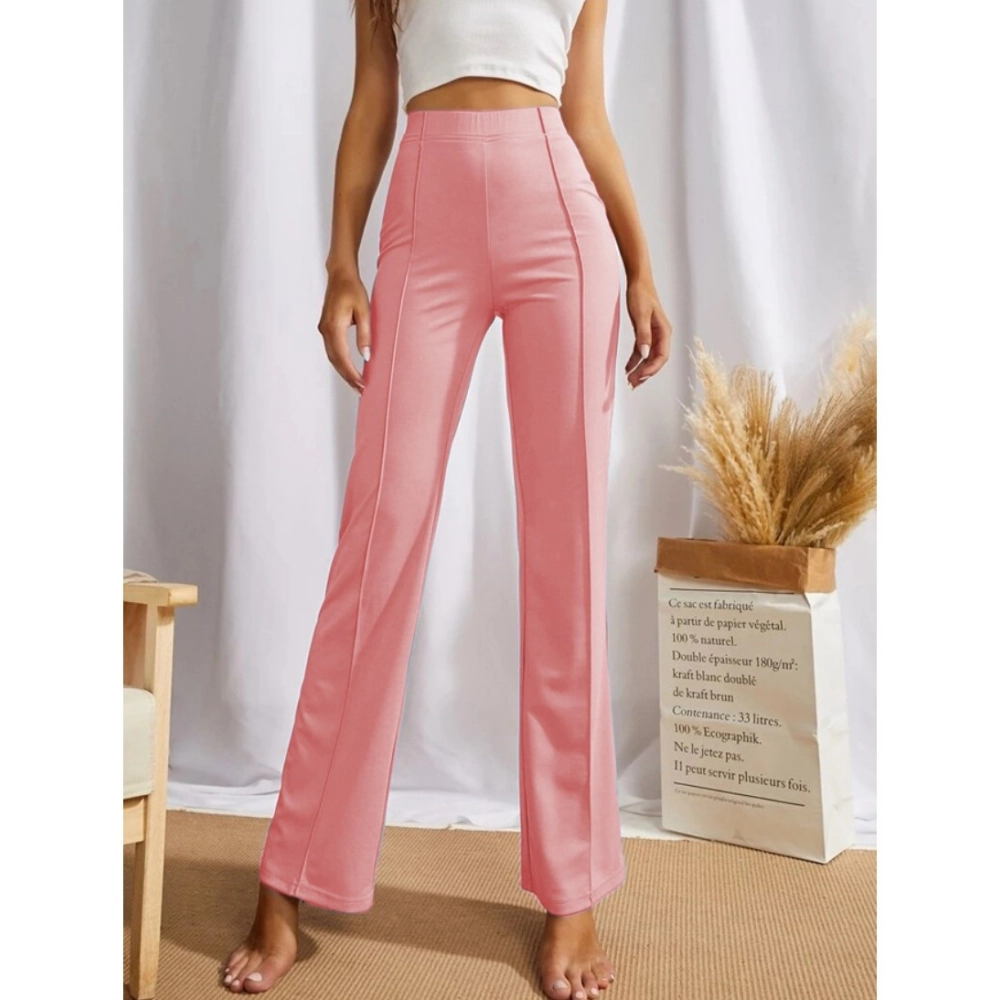 Generic Women's Polyester Solid Regular Fit Pant (Peach)