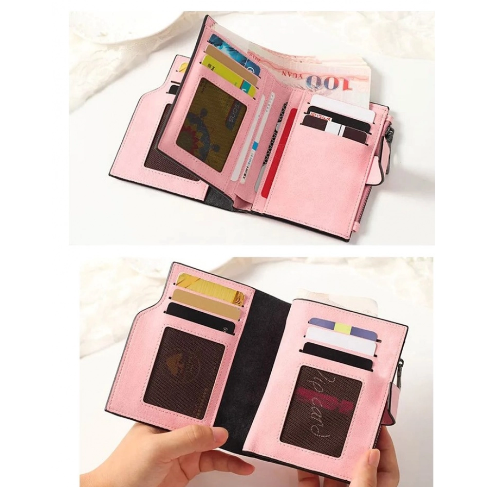 Generic Women's Vegan Leather Small Zipper Wallet (RoseGlod) - Image 3