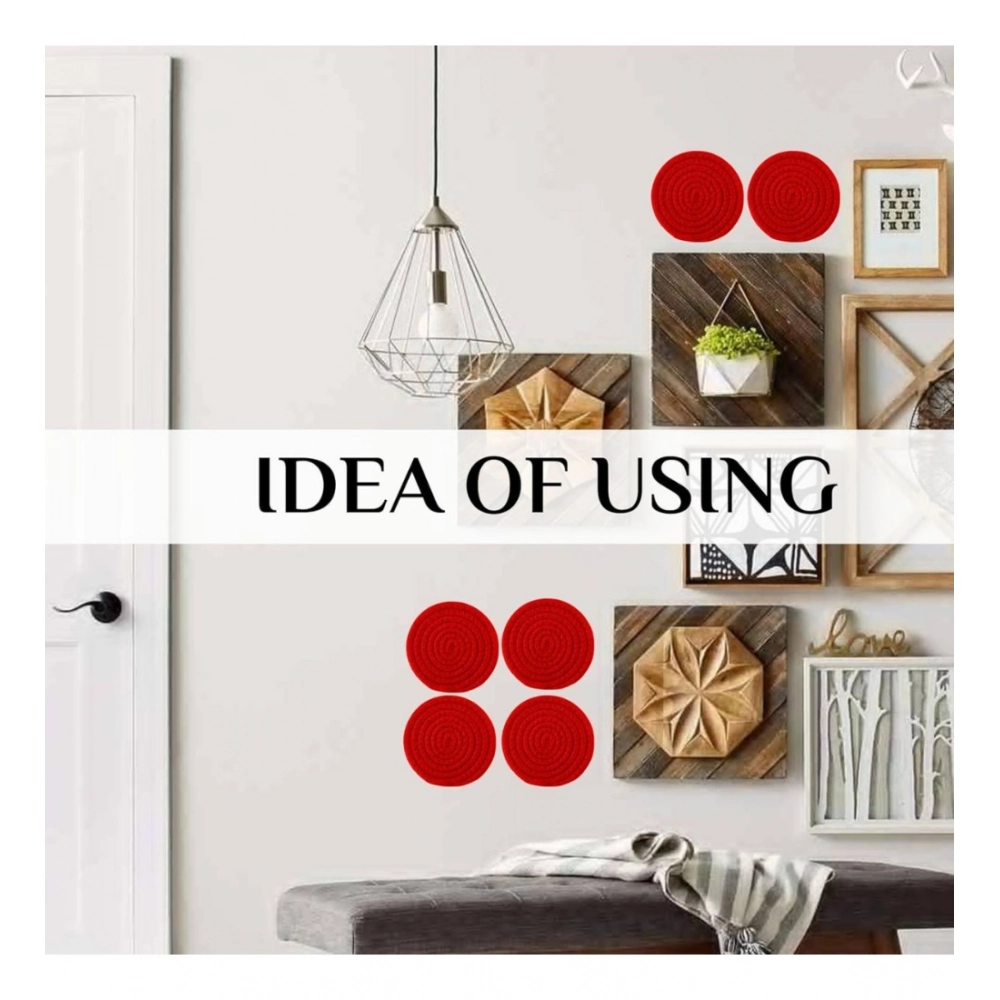 Generic Cotton Rope Drink Coasters 4 Pcs Set (Red) - Image 2