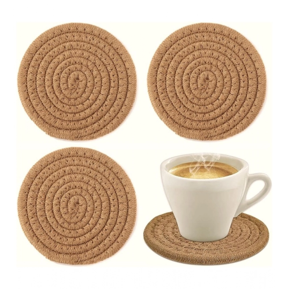 Generic Cotton Rope Drink Coasters 4 Pcs Set (Beige) - Image 4