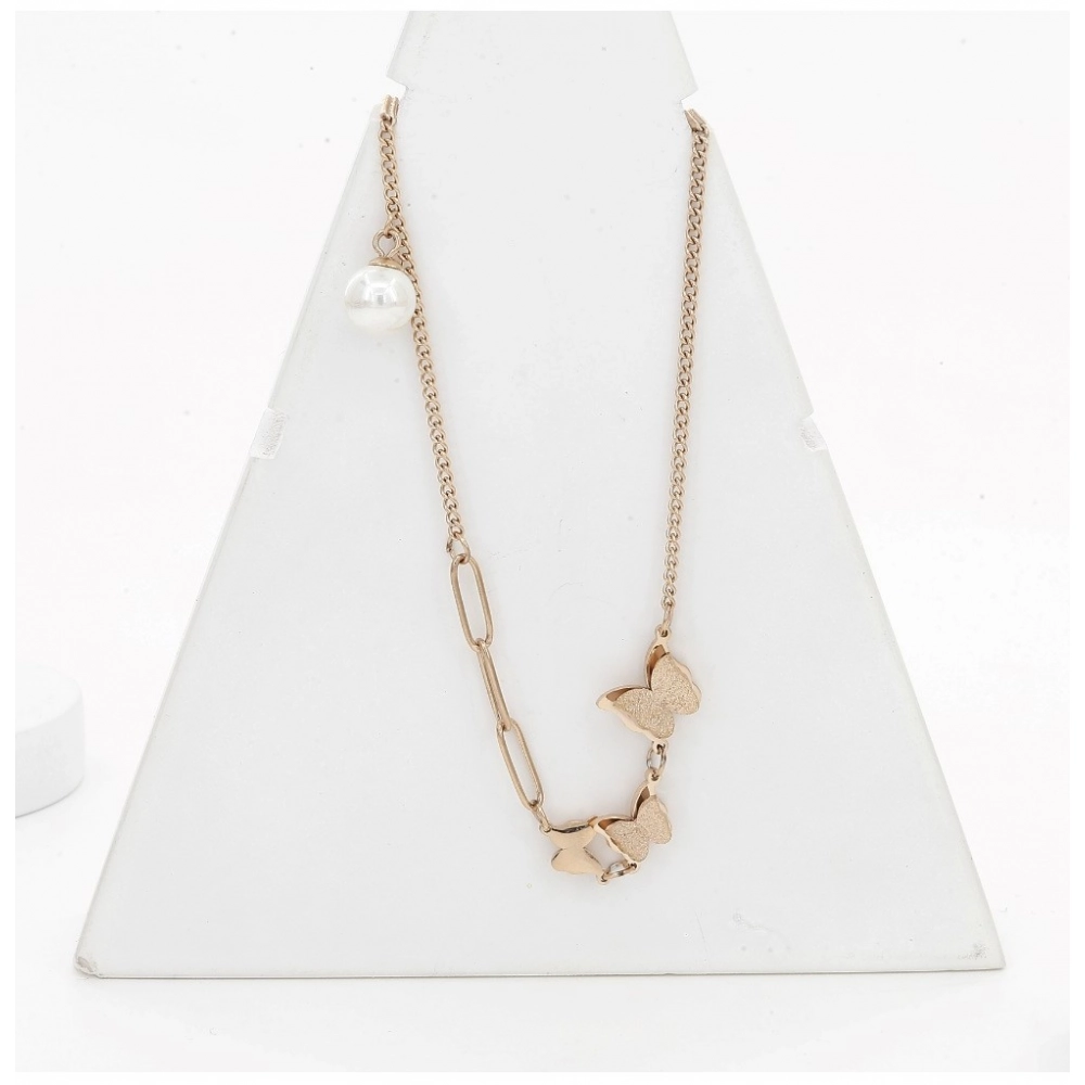 Generic Women's Stainless Steel Butterfly Pendent Delicate Chain (Gold Plated)