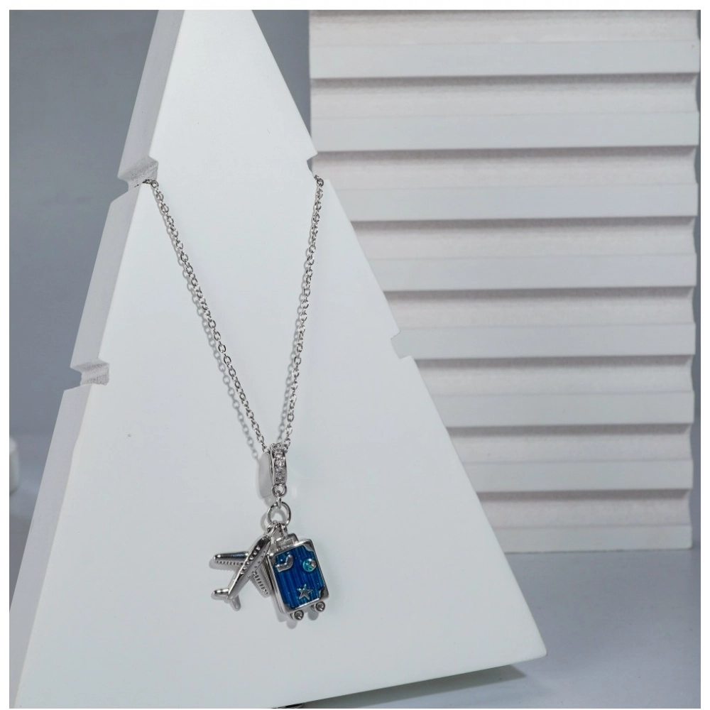 Generic Women's Stainless Steel Airplane Design Pendent Delicate Chain (Silver Plated) - Image 3