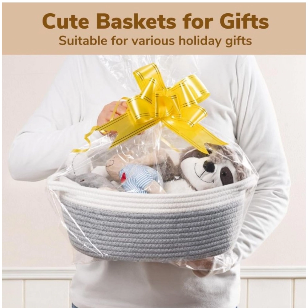 Generic Cotton Baby Gift Basket Pack of 1 Storage Basket For Clothes (Grey) - Image 3