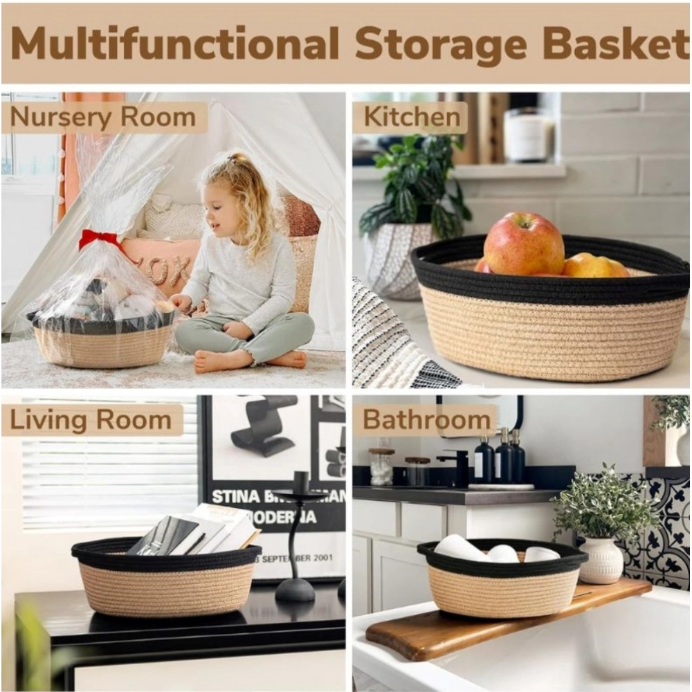 Generic Cotton Baby Gift Basket Pack of 1 Storage Basket For Clothes (Beige) - Image 2