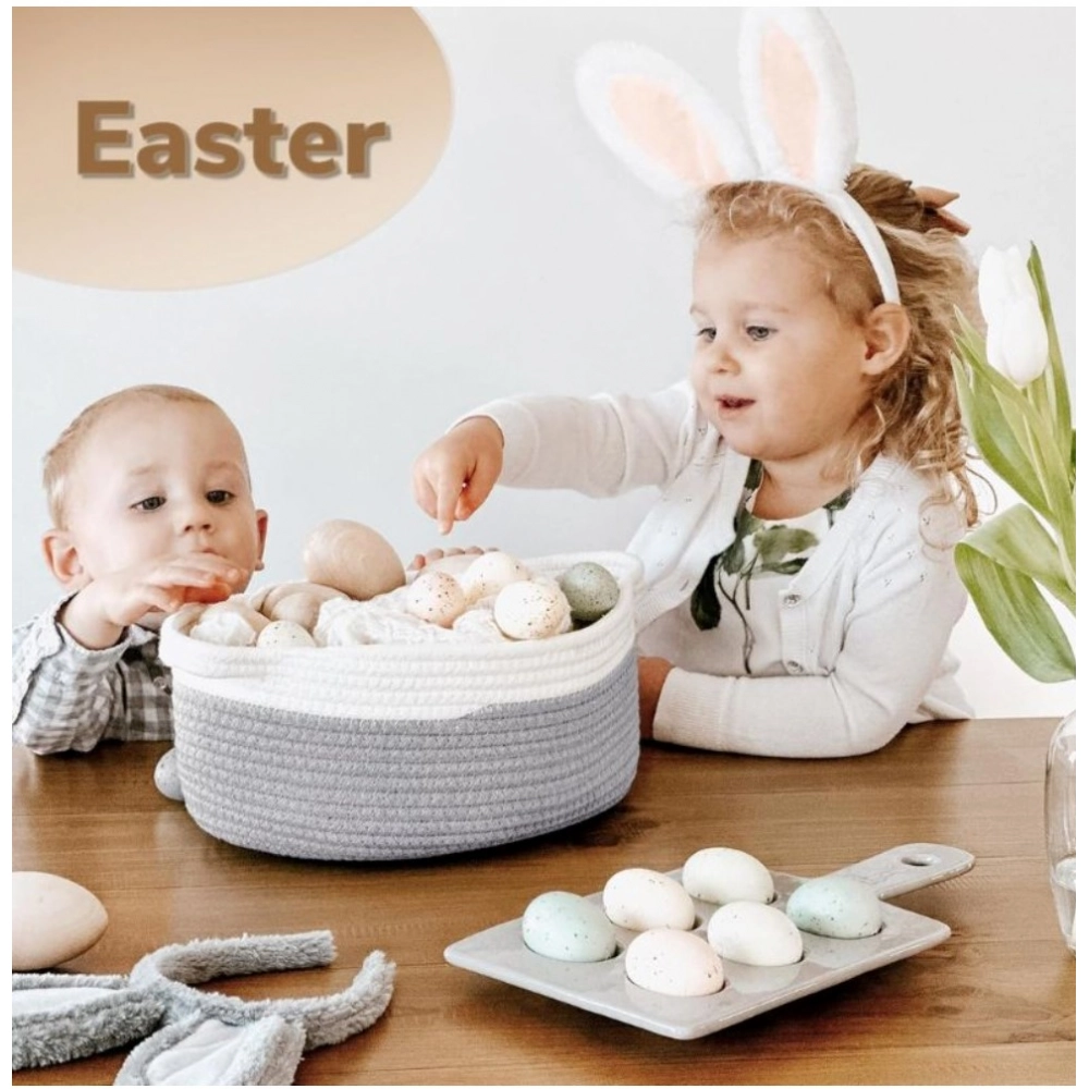 Generic Cotton Baby Gift Basket Pack of 1 Storage Basket For Clothes (Grey) - Image 2