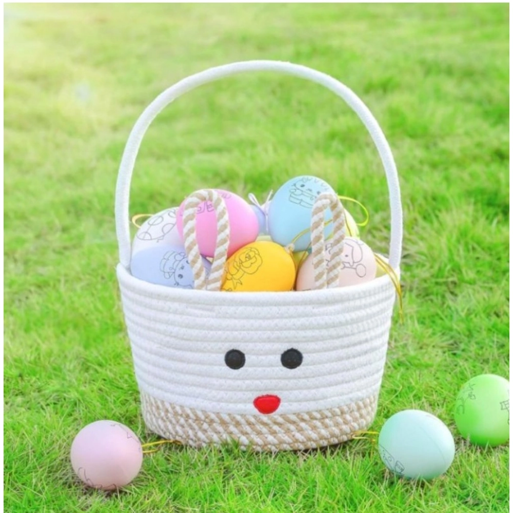 Generic Cotton Toy Bucket Pack of 1 Storage Basket For Clothes (Beige) - Image 2