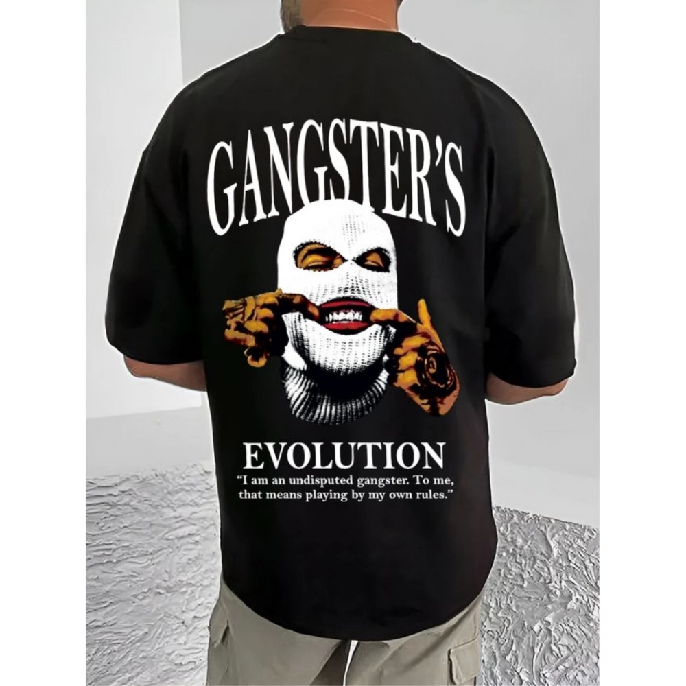 Generic Men's Casual Cotton Blend Printed Round Neck Half Sleeve T-Shirt (Black) - Image 4