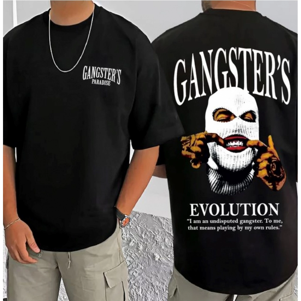 Generic Men's Casual Cotton Blend Printed Round Neck Half Sleeve T-Shirt (Black) - Image 3