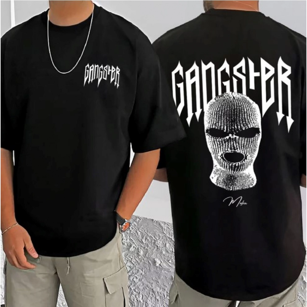 Generic Men's Casual Cotton Blend Printed Round Neck Half Sleeve T-Shirt (Black) - Image 3