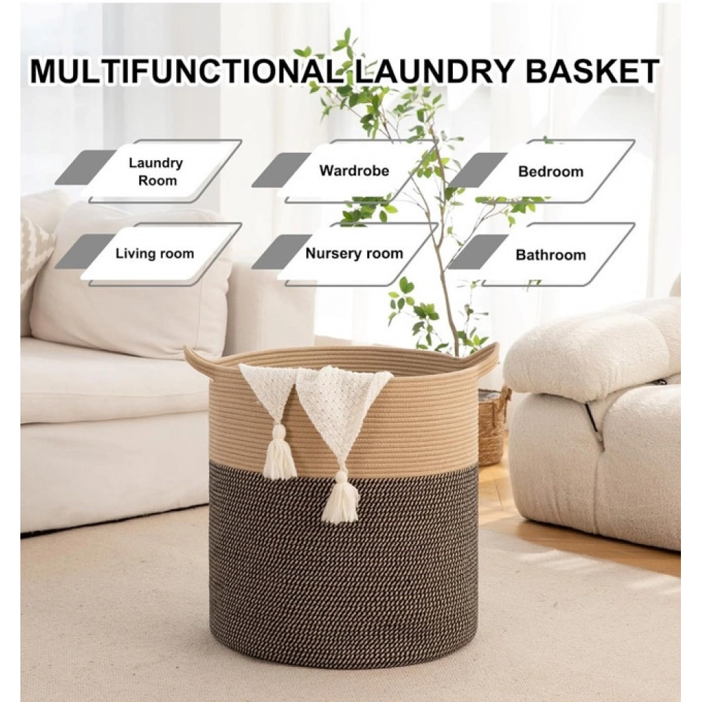 Generic Cotton 12x14 Inch -Storage Basket For Clothes (Dark Brown) - Image 4