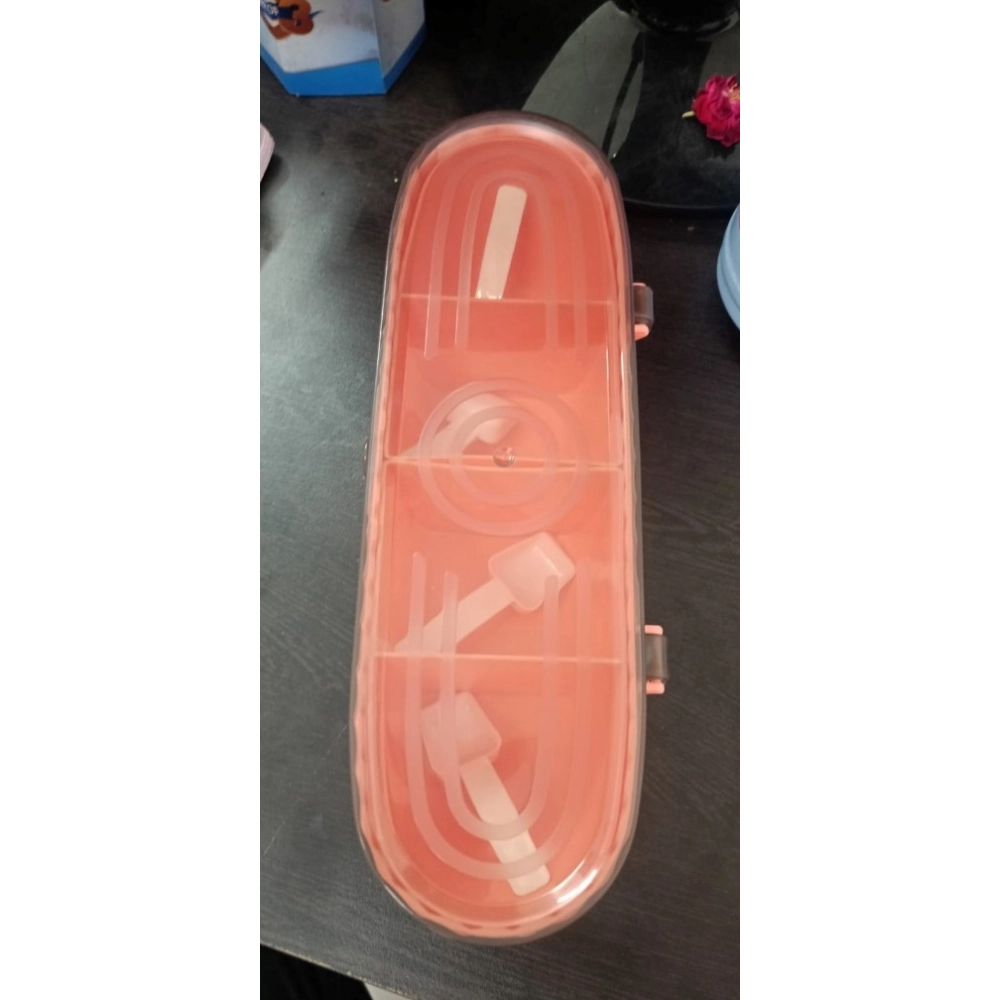 Generic Plastic 4 Grid Design Made In India Container with Spoon (Multicolor) - Image 3