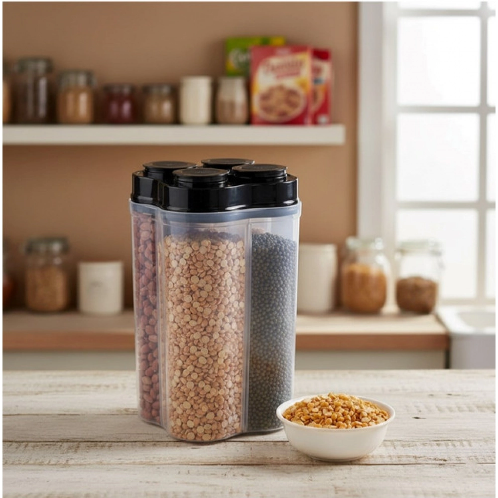 Generic Plastic 2-Pcs Set, 4 Section Container Jar For Grocery (Multicolor) - Image 3