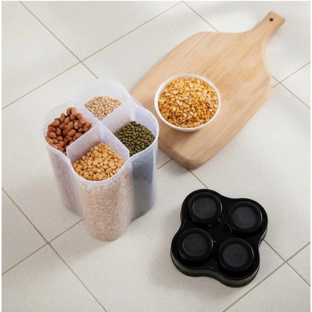 Generic Plastic 2-Pcs Set, 4 Section Container Jar For Grocery (Multicolor) - Image 2