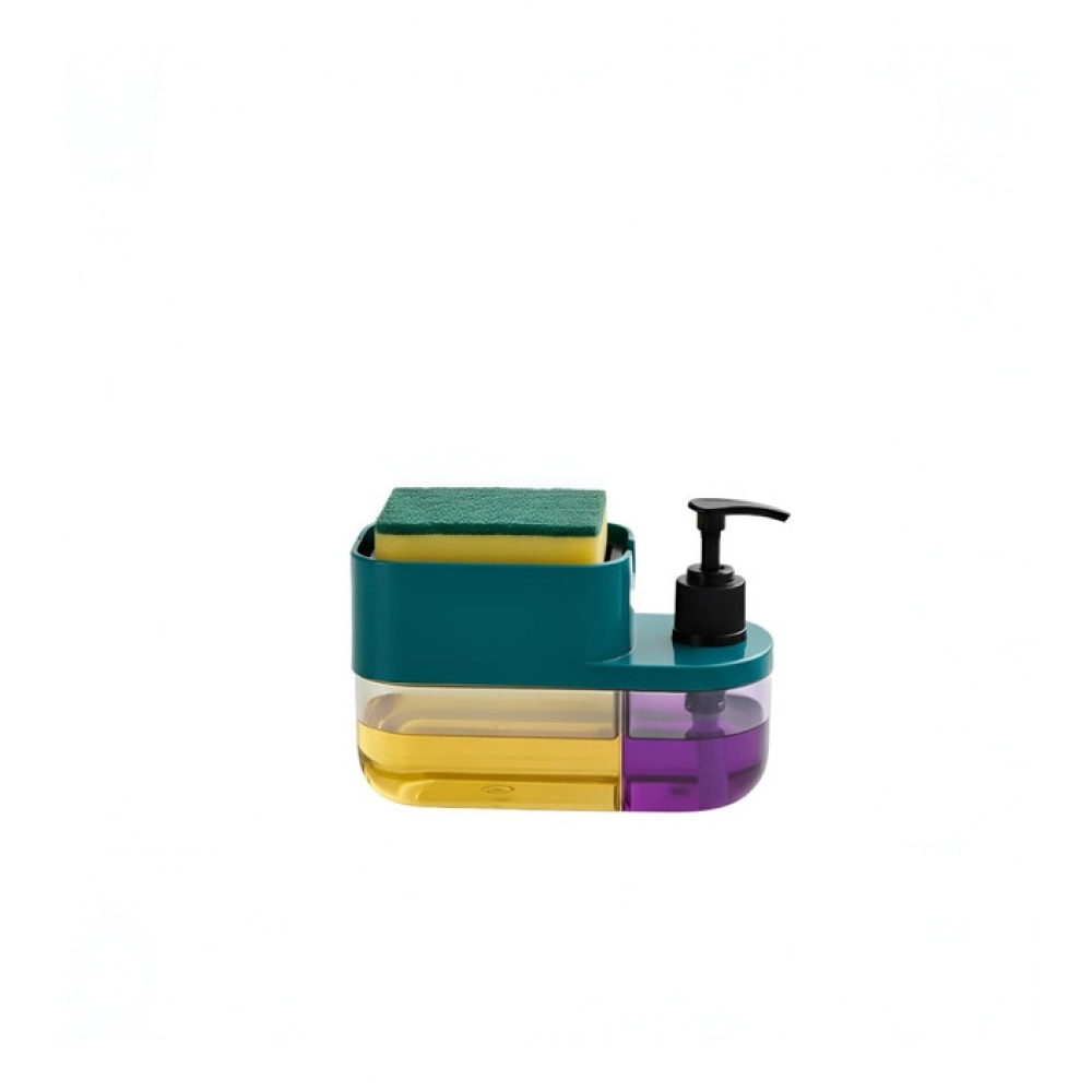 Generic Plastic 3-in-1 Liquid Soap Dispenser with Sponge Soap Holder (Multicolor)