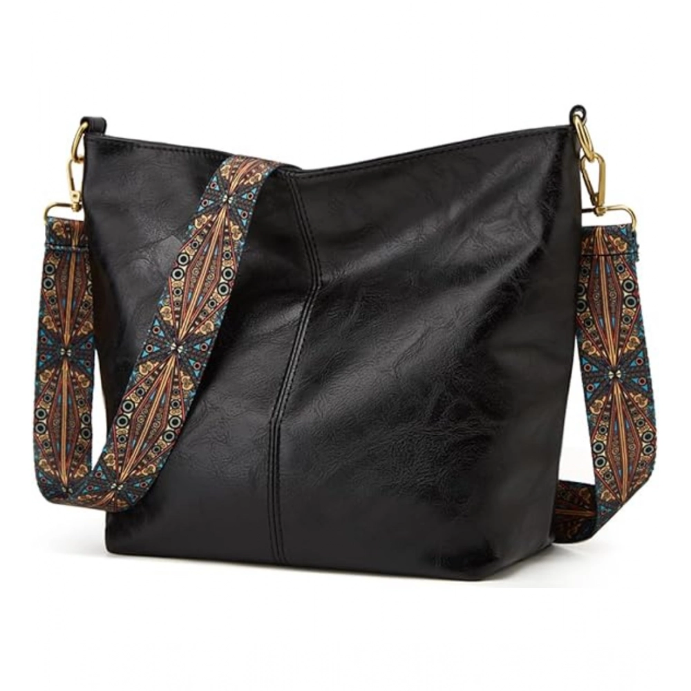 Generic Women's PU Leather Zipper Handbag (Black)