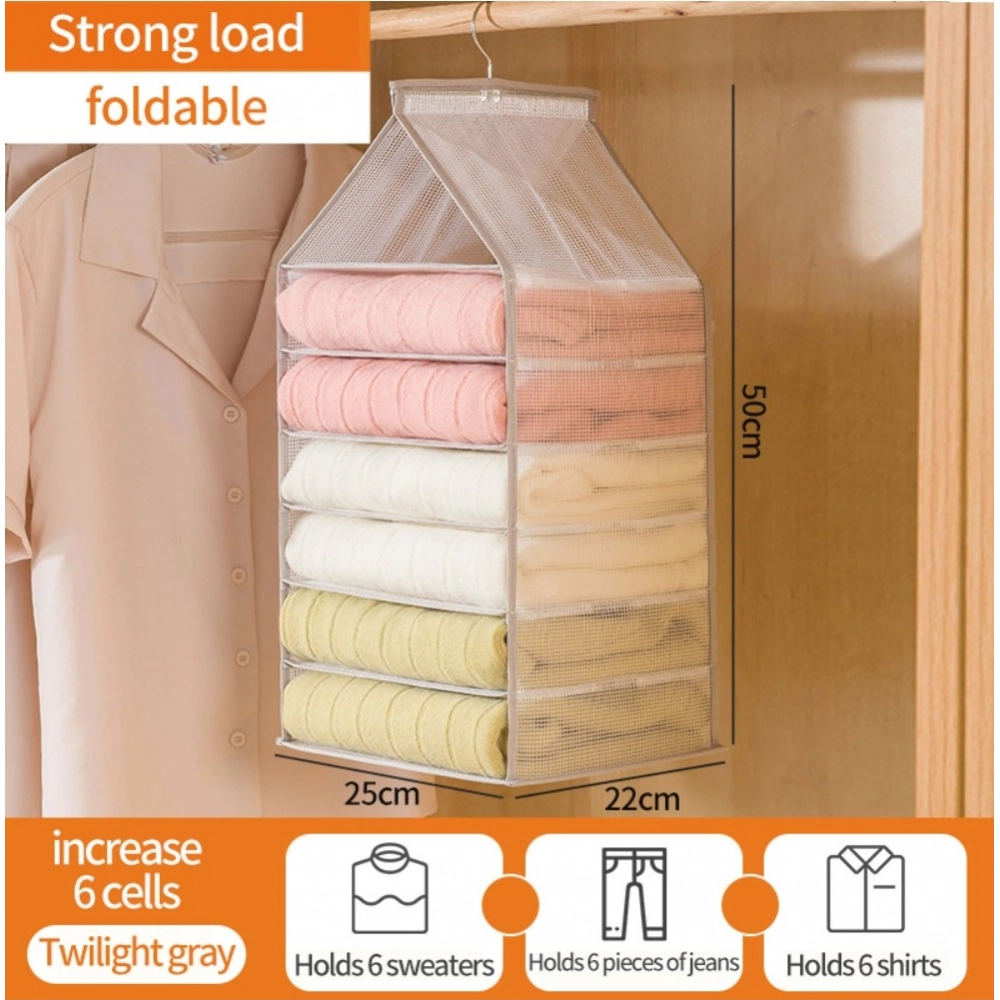 Generic Hanging Foldable Fabric Closet Organizer with 6 Shelves - Image 2